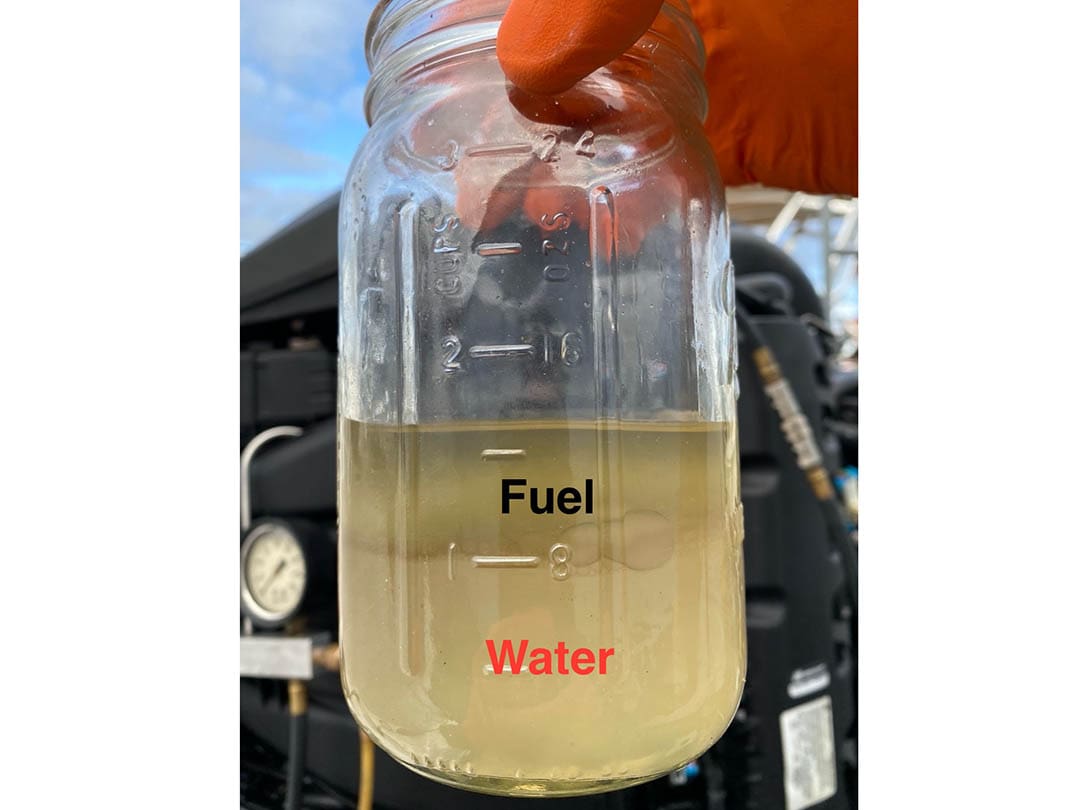 Pre-purchase engine survey, Inspection, water in fuel